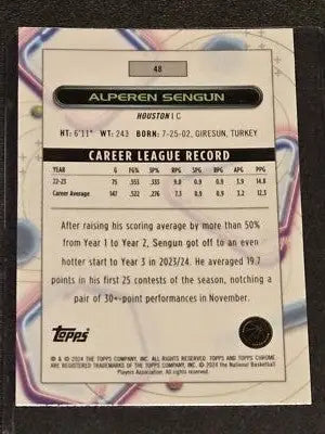2023-24 Topps Chrome Cosmic #48 Alperen Sengun - Basketball Card Single