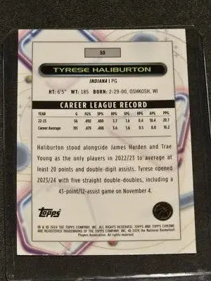 2023-24 Topps Chrome Cosmic #50 Tyrese Haliburton - Basketball Card Single
