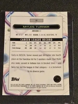 2023-24 Topps Chrome Cosmic #51 Myles Turner - Basketball Card Single
