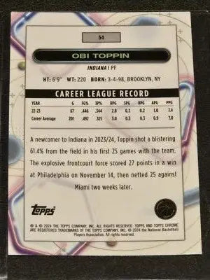 2023-24 Topps Chrome Cosmic #54 Obi Toppin - Basketball Card Single
