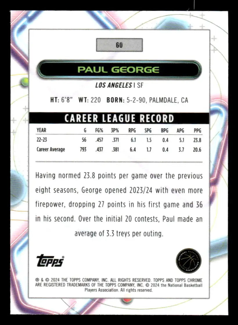 2023-24 Topps Chrome Cosmic #60 Paul George Philadelphia 76ers - Basketball Card Single