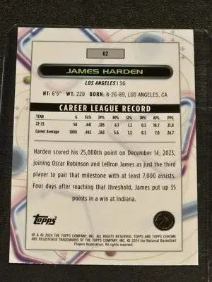2023-24 Topps Chrome Cosmic #62 James Harden - Basketball Card Single