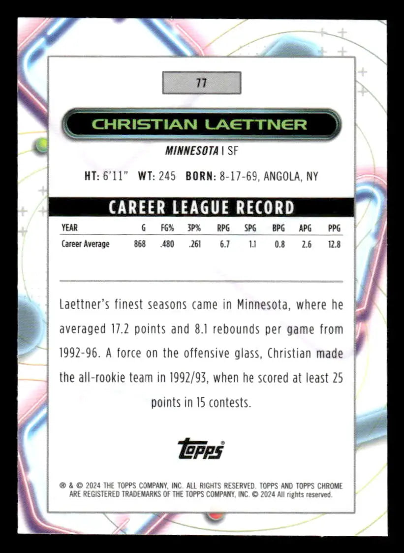 2023-24 Topps Chrome Cosmic #77 Christian Laettner - Basketball Card Single