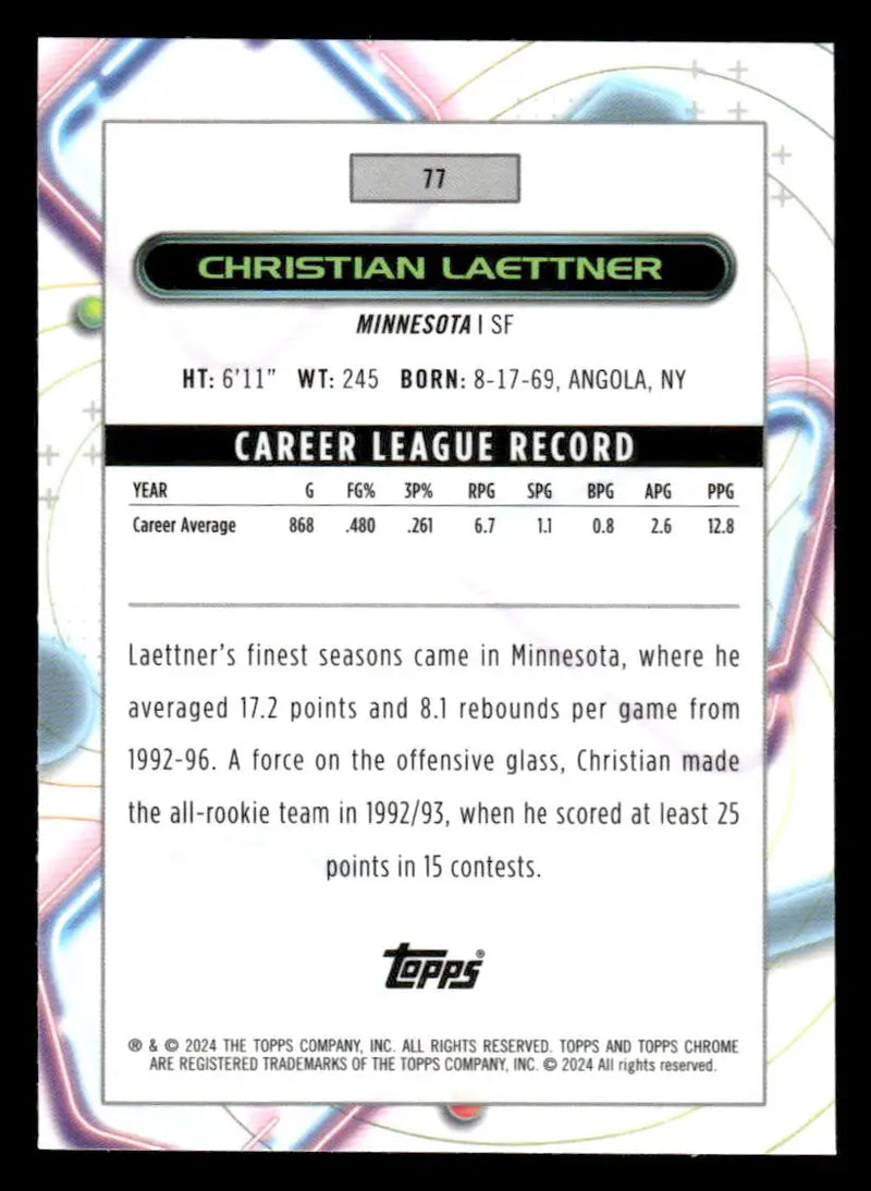 2023-24 Topps Chrome Cosmic #77 Christian Laettner - Basketball Card Single