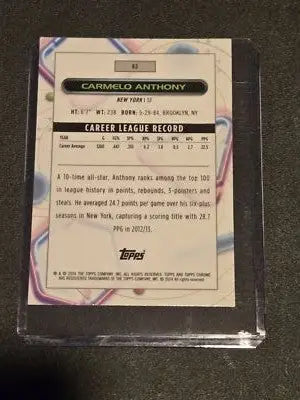 2023-24 Topps Chrome Cosmic #83 Carmelo Anthony - Basketball Card Single