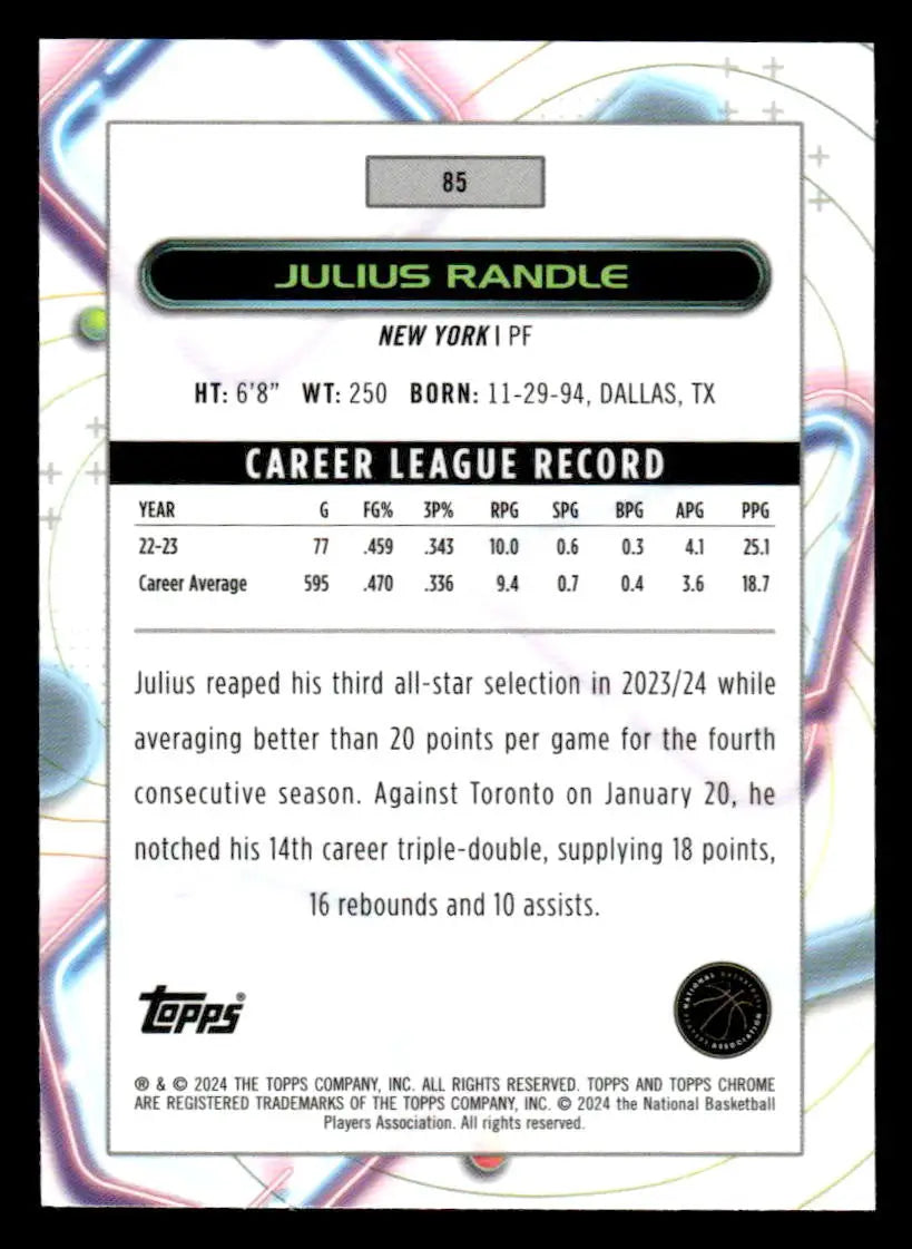 2023-24 Topps Chrome Cosmic #85 Julius Randle - Basketball Card Single