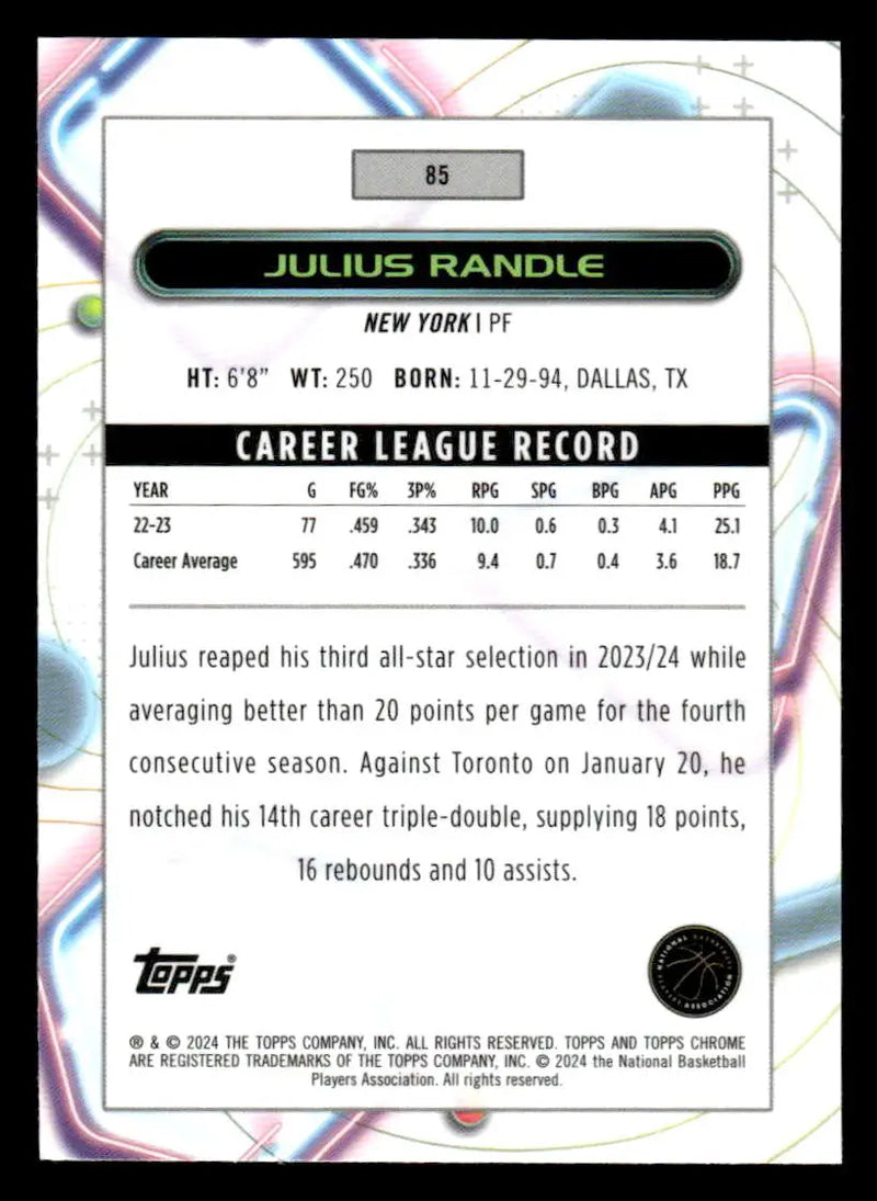 2023-24 Topps Chrome Cosmic #85 Julius Randle - Basketball Card Single
