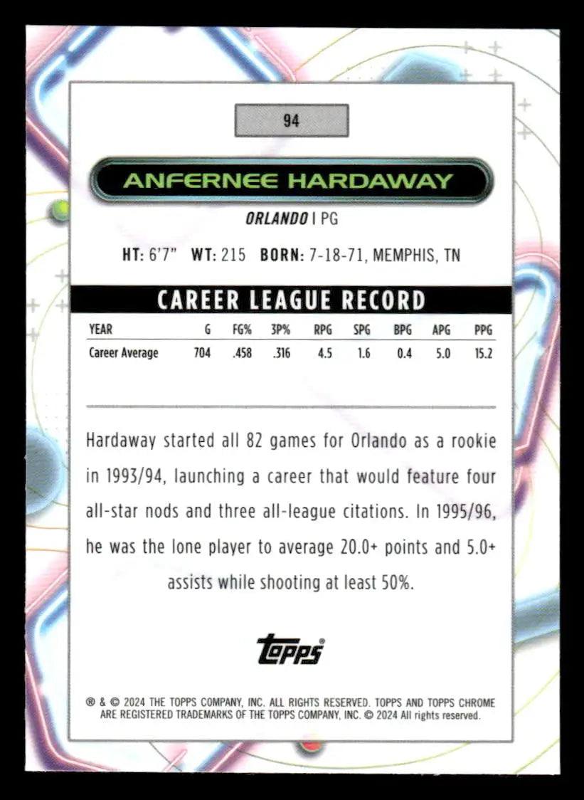 2023-24 Topps Chrome Cosmic #94 Anfernee Hardaway - Basketball Card Single