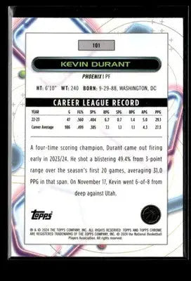 2023-24 Topps Chrome Cosmic Kevin Durant #101 Phoenix Suns