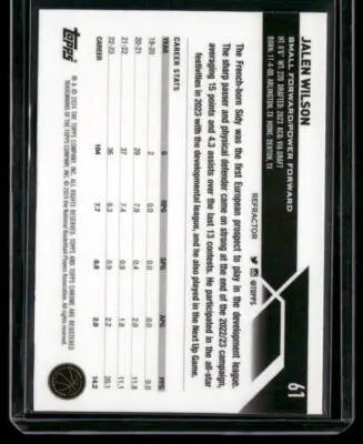 2023-24 Topps Chrome Jalen Wilson #61 RC Basketball - Basketball Card Single