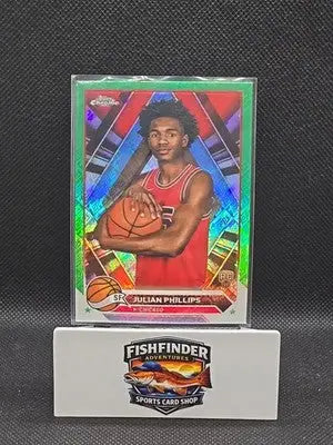 2023-24 Topps Chrome - Julian Phillips #39 Green Topps Refractor (RC) - Basketball Card Single