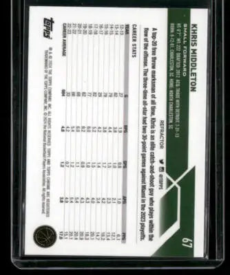 2023-24 Topps Chrome Khris Middleton #67 Basketball - Basketball Card Single