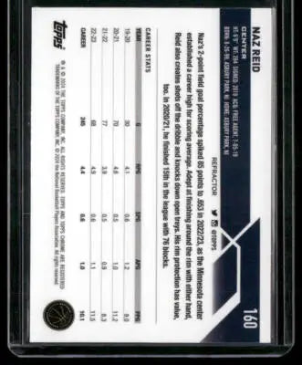 2023-24 Topps Chrome Naz Reid #160 Refractor Basketball - Basketball Card Single