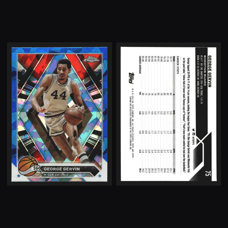 2023-24 Topps Chrome Sapphire George Gervin #75 San Antonio Spurs HOF - Basketball Card Single