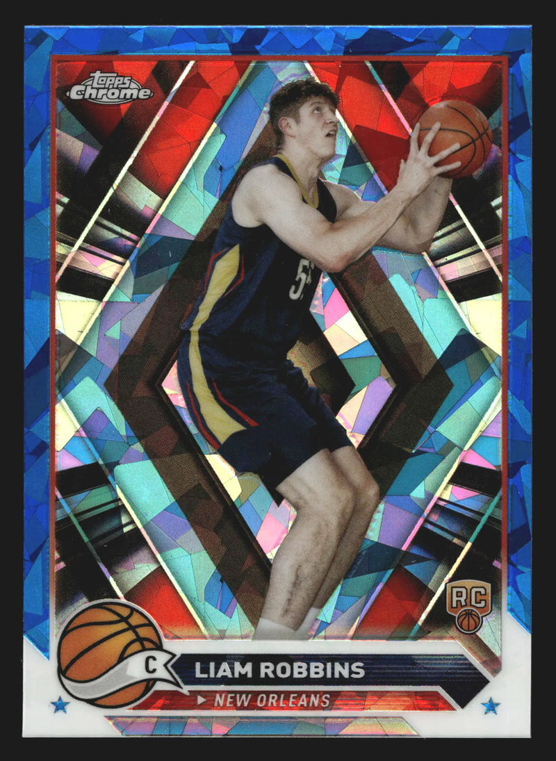2023-24 Topps Chrome Sapphire Liam Robbins #174 RC Pelicans Rookie