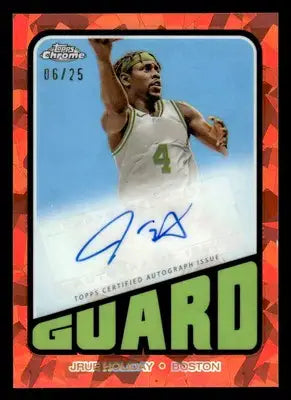2023-24 Topps Chrome Sapphire #TA-JH Jrue Holiday 1972 Autos Orange #/25 Celtics - Basketball Card Single