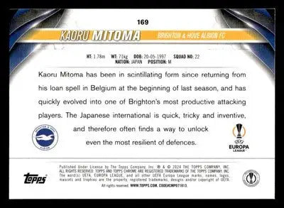 2023-24 Topps Chrome UEFA Club Competitions #169 Kaoru Mitoma - Soccer Card Single