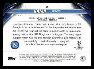 2023-24 Topps Chrome UEFA Club Competitions #26 Natan - Soccer Card Single