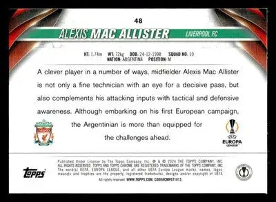2023-24 Topps Chrome UEFA Club Competitions #48 Alexis Mac Allister - Soccer Card Single