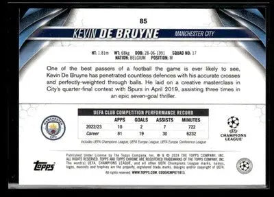2023-24 Topps Chrome UEFA Club Competitions Kevin De Bruyne #85 Manchester City