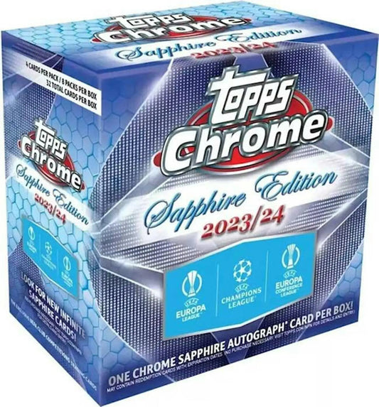 2023-24 Topps Chrome UEFA Club Competitions Sapphire Edition Soccer Box - Soccer Card Box