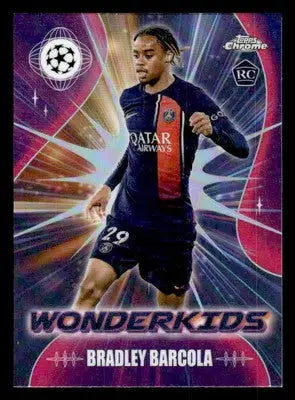 2023-24 Topps Chrome UEFA Club Competitions #WK-9 Bradley Barcola Wonderkids - Soccer Card Single