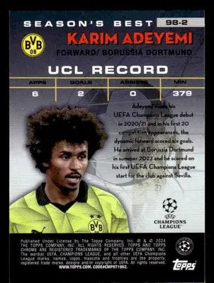 2023-24 Topps Chrome UEFA Club Comps #98-2 Karim Adeyemi 1998 Shooting Stars - Soccer Card Single