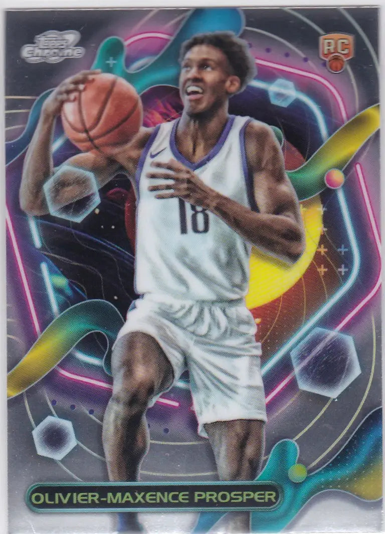 Olivier-Maxence Prosper RC basketball card from 2023-24 Topps Cosmic Chrome Dallas Mavericks