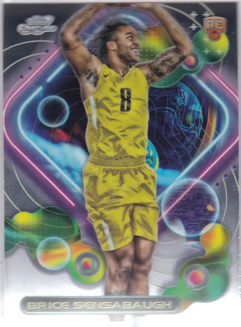 Brice Sensabaugh basketball card from 2023-24 Topps Cosmic Chrome RC Utah Jazz