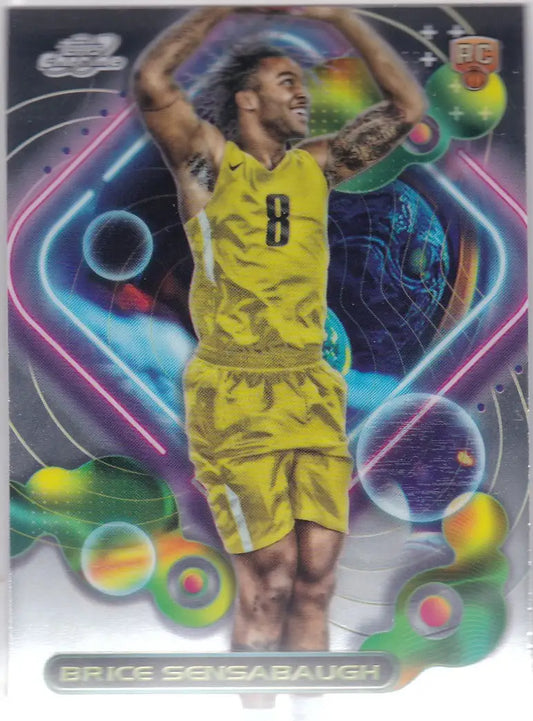Brice Sensabaugh basketball card from 2023-24 Topps Cosmic Chrome RC Utah Jazz