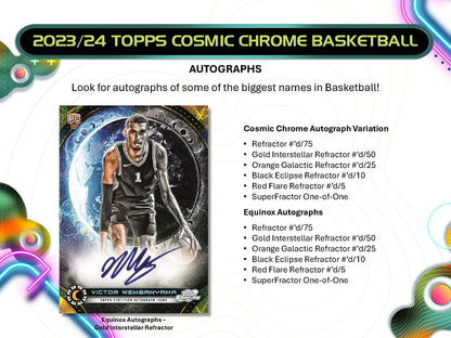 2023-24 Topps Cosmic Chrome Basketball Hobby Box - Sports Cards - Basketball Sealed