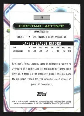2023-24 Topps Cosmic Chrome Christian Laettner #77 Timberwolves