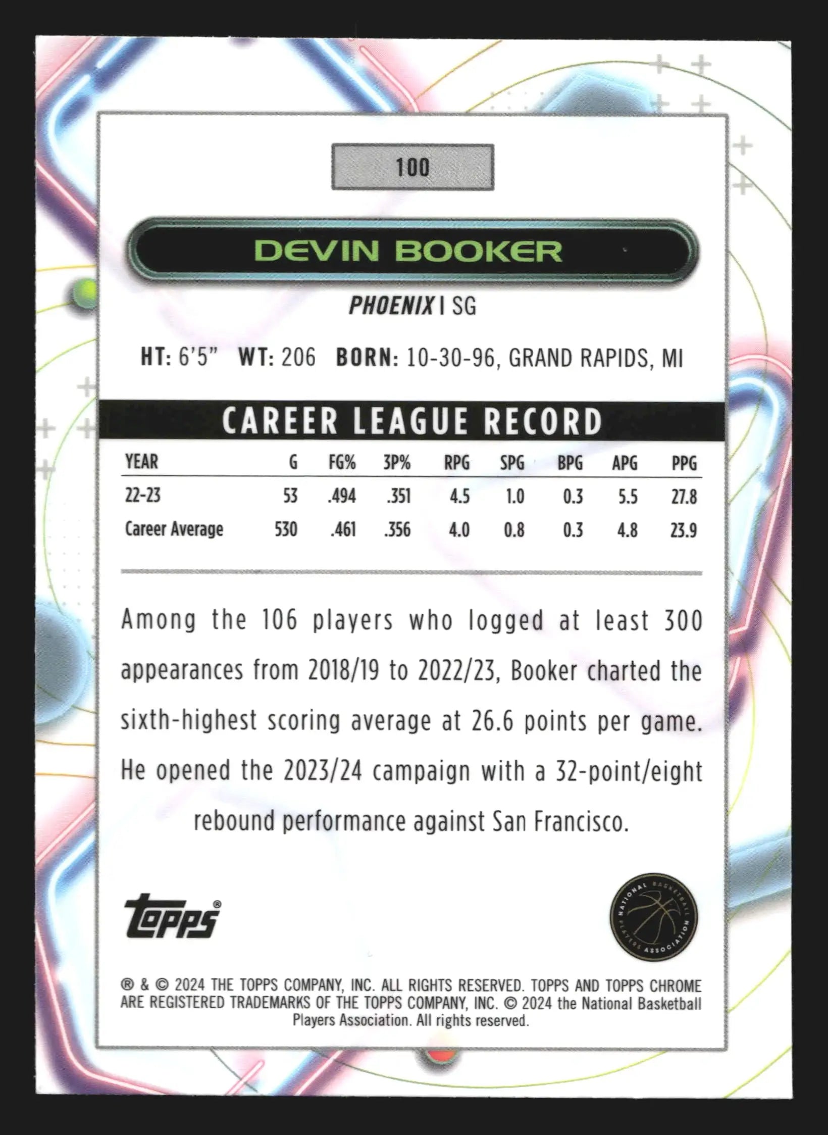 2023-24 Topps Cosmic Chrome Devin Booker #100 Phoenix Suns - Basketball Card Single