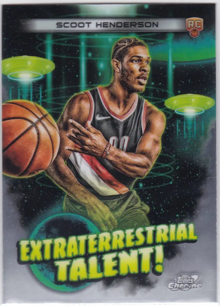 Scoot Henderson basketball card from Topps Cosmic Chrome Extraterrestrial Talent series
