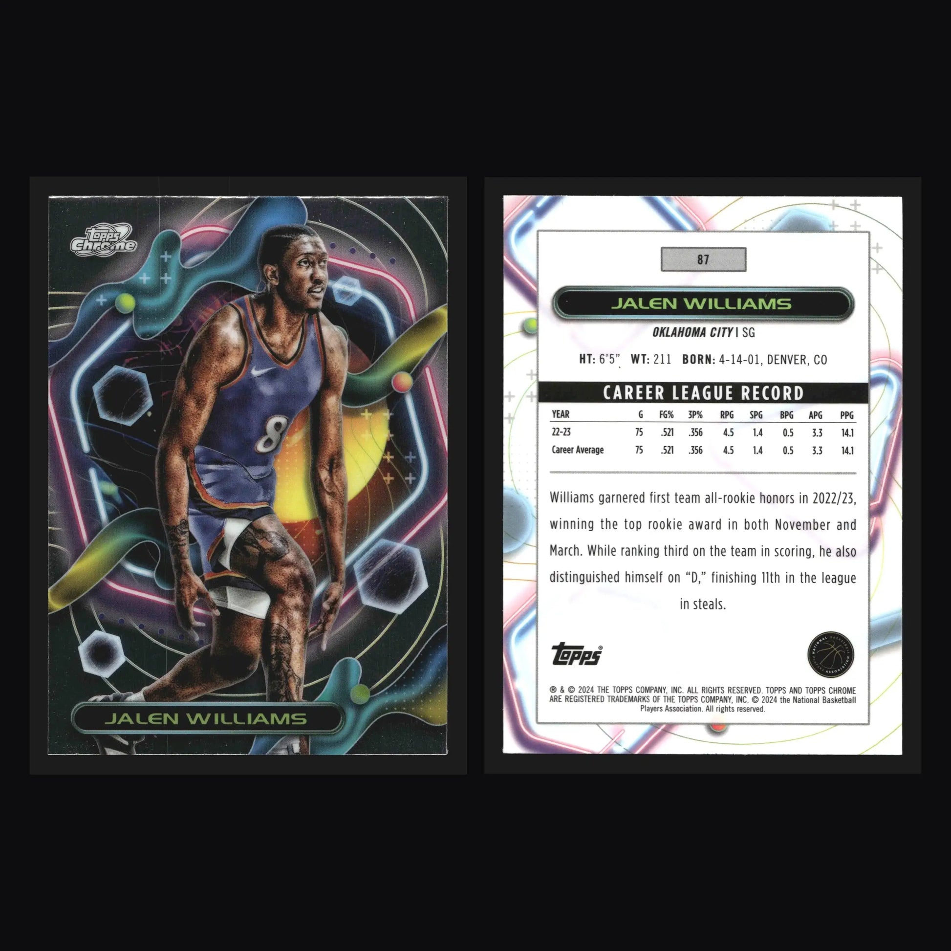 2023-24 Topps Cosmic Chrome Jalen Williams #87 Thunder - Basketball Card Single