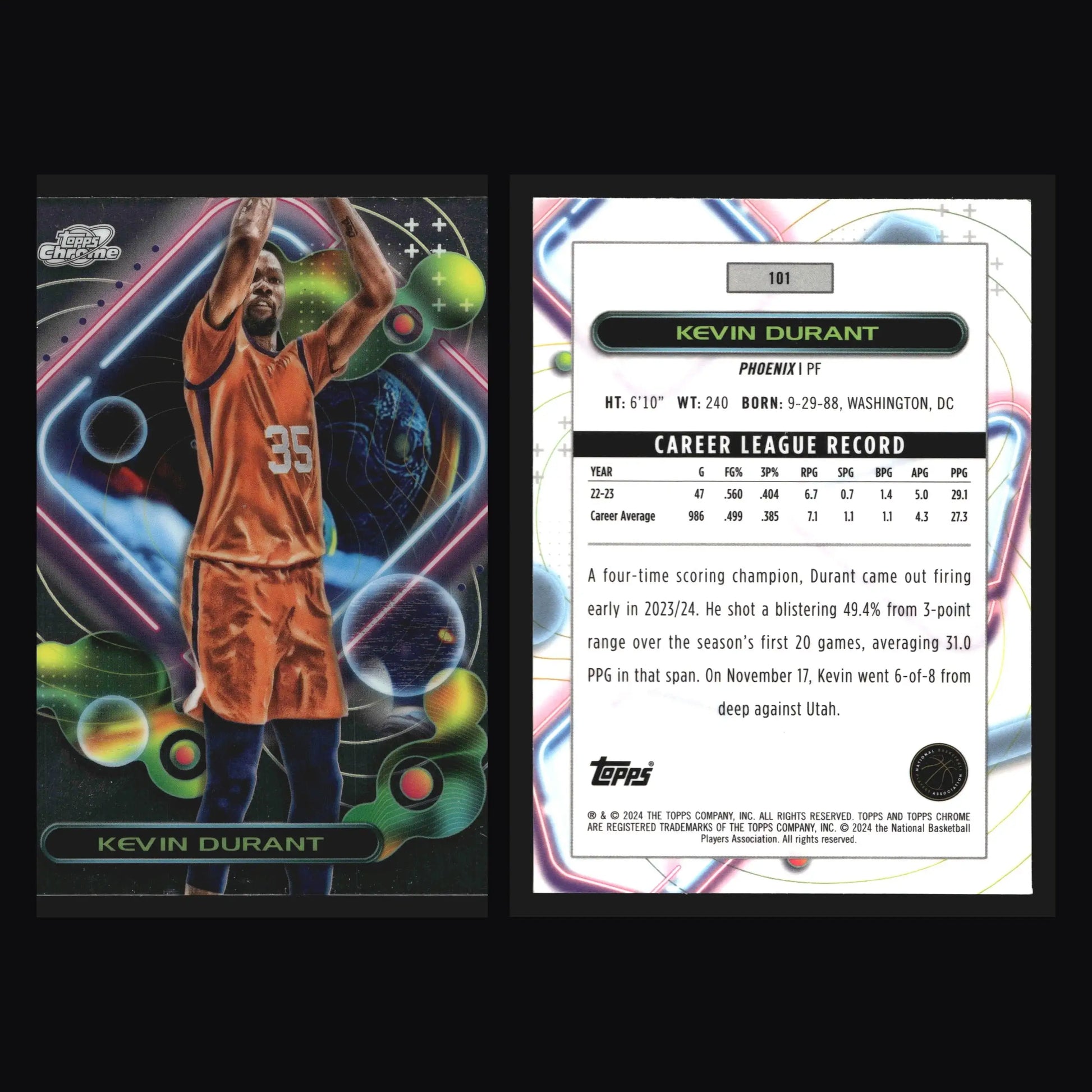 2023-24 Topps Cosmic Chrome Kevin Durant #101 Phoenix Suns - Basketball Card Single