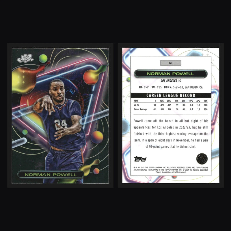 2023-24 Topps Cosmic Chrome Norman Powell #63 Los Angeles Clippers - Basketball Card Single