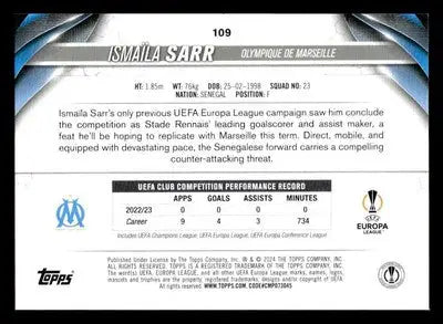 2023-24 Topps Jade Edition UEFA Club Competitions #109 Ismaïla Sarr - Soccer Card Single