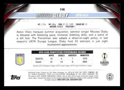 2023-24 Topps Jade Edition UEFA Club Competitions #116 Moussa Diaby - Other