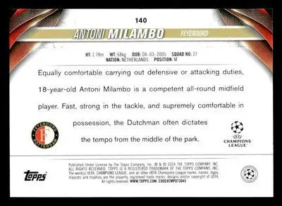 2023-24 Topps Jade Edition UEFA Club Competitions #140 Antoni Milambo