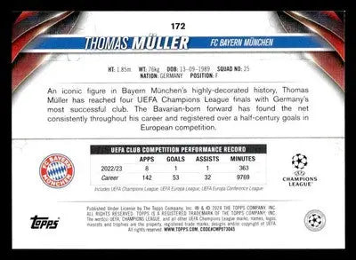 2023-24 Topps Jade Edition UEFA Club Competitions #172 Thomas Müller - Soccer Card Single