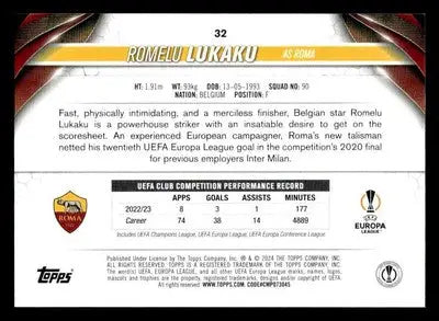 2023-24 Topps Jade Edition UEFA Club Competitions #32 Romelu Lukaku - Soccer Card Single