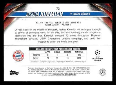 2023-24 Topps Jade Edition UEFA Club Competitions #72 Joshua Kimmich - Soccer Card Single