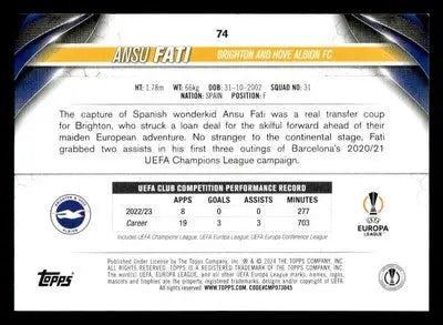 2023-24 Topps Jade Edition UEFA Club Competitions #74 Ansu Fati - Other