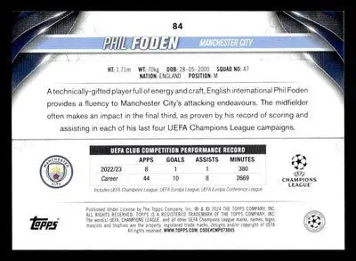 2023-24 Topps Jade Edition UEFA Club Competitions #84 Phil Foden - Other