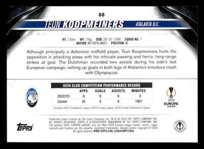 2023-24 Topps Jade Edition UEFA Club Competitions #88 Teun Koopmeiners - Soccer Card Single