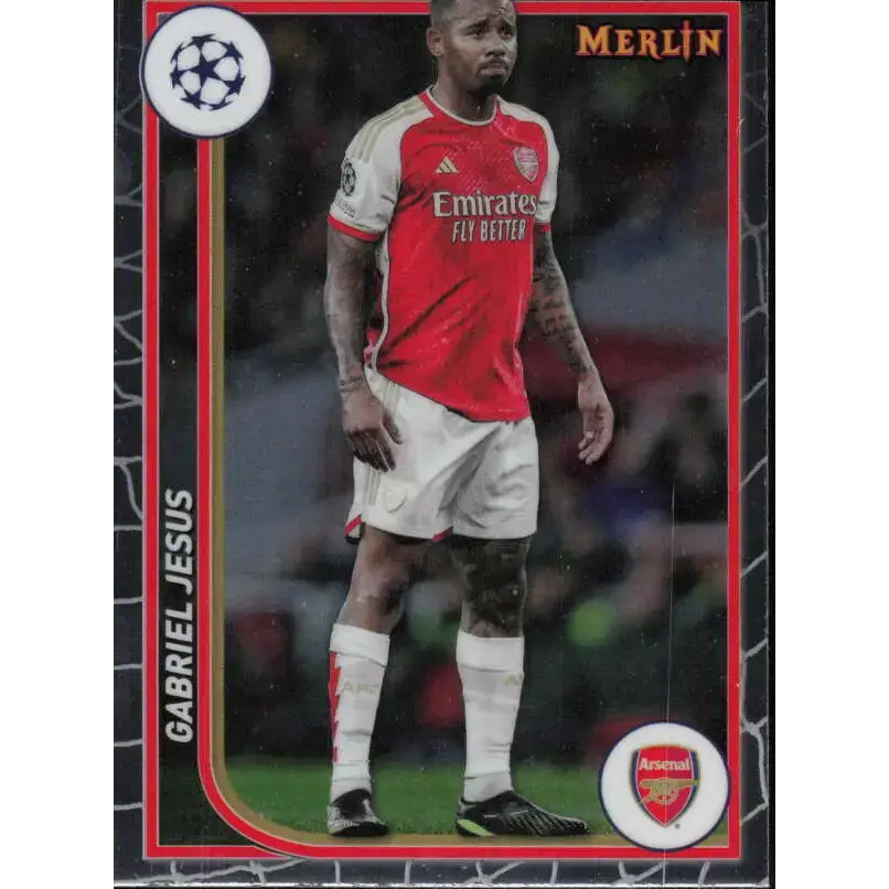 2023-24 Topps Merlin UEFA #12 Gabriel Jesus EX Excellent Arsenal FC Soccer Card - Soccer Card Single