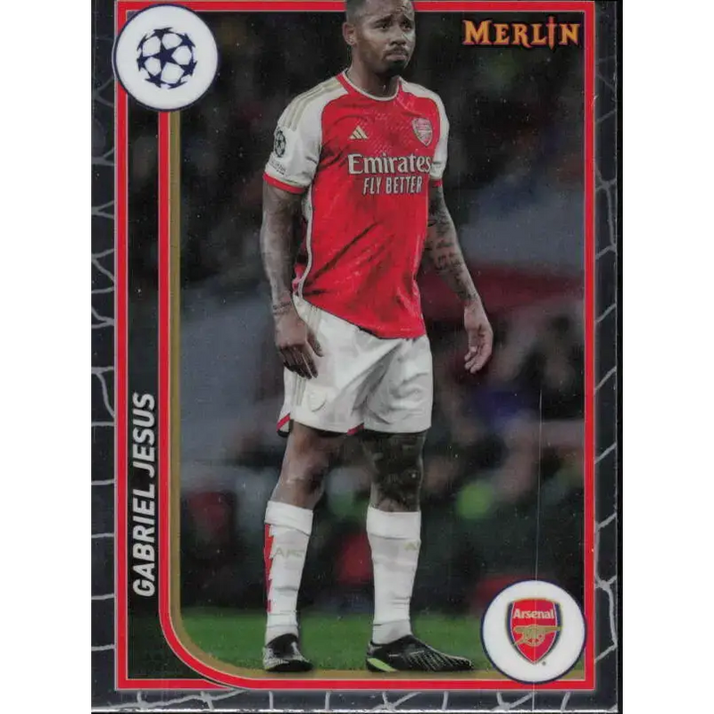 2023-24 Topps Merlin UEFA #12 Gabriel Jesus EX Excellent Arsenal FC Soccer Card - Soccer Card Single
