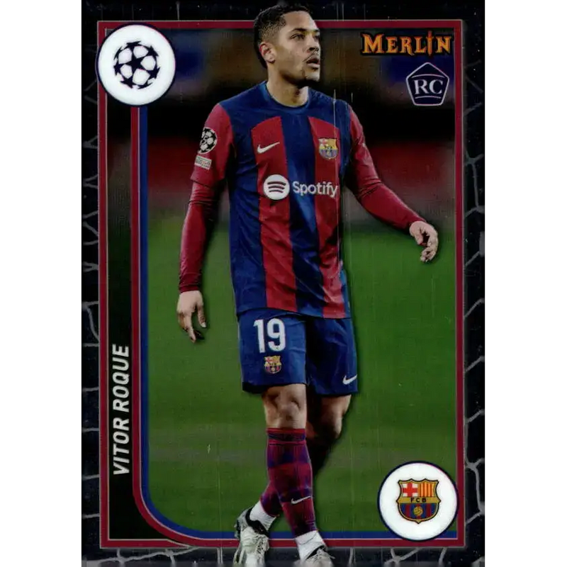 2023-24 Topps Merlin UEFA #138 Vitor Roque EX Excellent RC Rookie FC Barcelona Soccer Card - Soccer Card Single