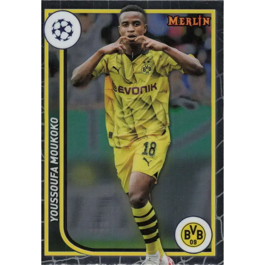 2023-24 Topps Merlin UEFA #24 Youssoufa Moukoko EX Excellent Borussia Dortmund Soccer Card